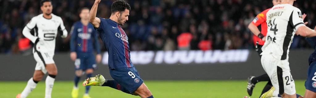 法甲-K77双响马尤卢传射 巴黎5-0十人雷恩距榜首1分